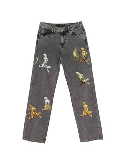 Итальянские джинсы с уникальными принтами животных, оптом