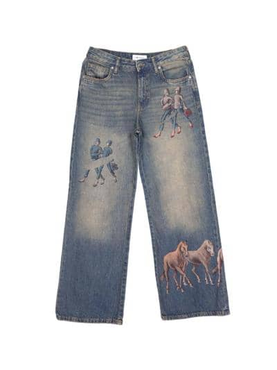 Уникальные итальянские джинсы для реселлеров с художественными принтами.