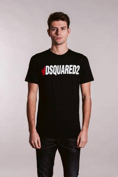 Camiseta preta DSQUARED2 fabricante italiano para revendedores