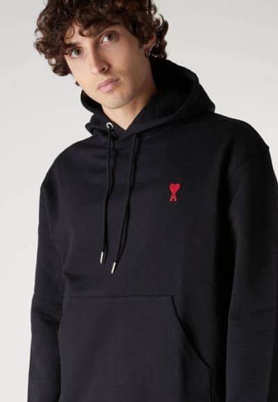 Moletom preto italiano com logo vermelho para revendedores