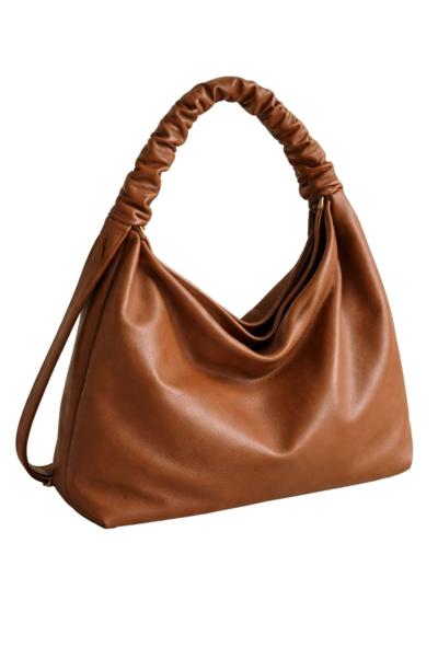MANIRA - Ruched Leather Hobo Bag