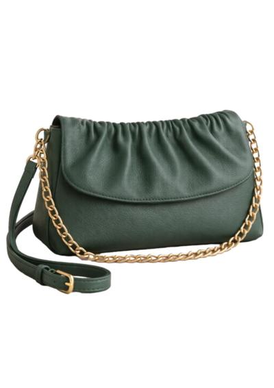 Borsa in pelle verde con catena dorata made in Italy per rivenditori