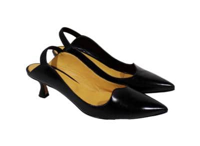 Zapatos slingback negros italianos de cuero para mayoristas