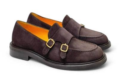 Made in Italy suede loafers with gold buckle for resellers