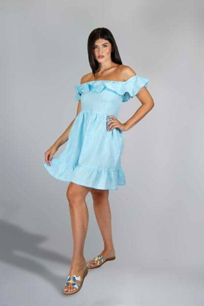 MASCOLO - Платье с открытыми плечами и оборками 