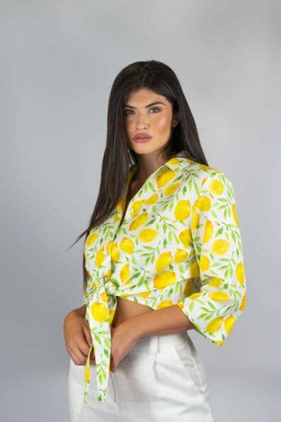 MASCOLO - Лимонный топ с завязками 