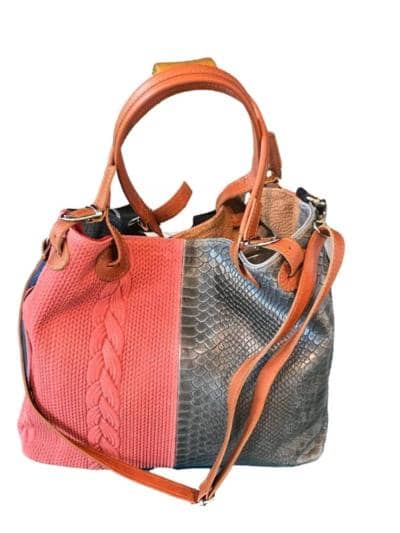 ItalianModa.com - Leather-fabric bag