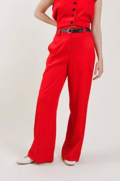 Pantalones rojos anchos para revendedores fabricante italiano