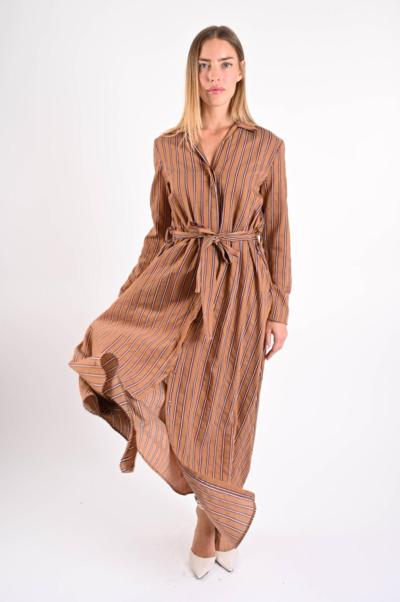 Vestido maxi marrom listrado italiano para revendedores
