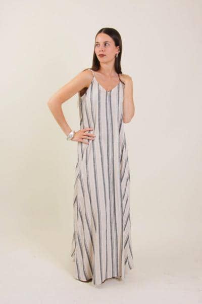 Vestido largo a rayas italiano para revendedores al por mayor
