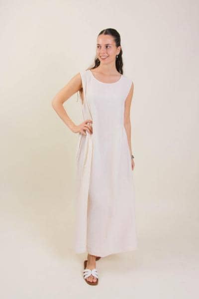 Vestido largo blanco sin mangas de fabricante italiano al por mayor