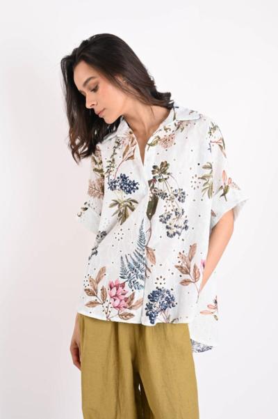 Blusa italiana de algodón floral para mayoristas