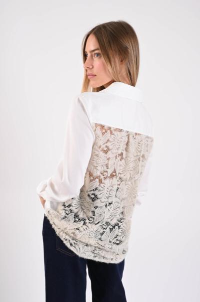 Blusa blanca con encaje trasero hecha en Italia para revendedores