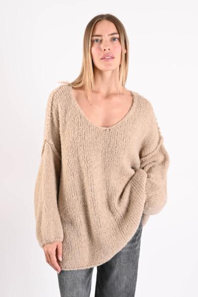 Italian handmade beige wool sweater for resellers wholesale