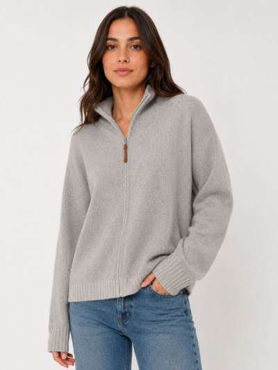 MYASTREET - Maglione con zip grigio chiaro 
