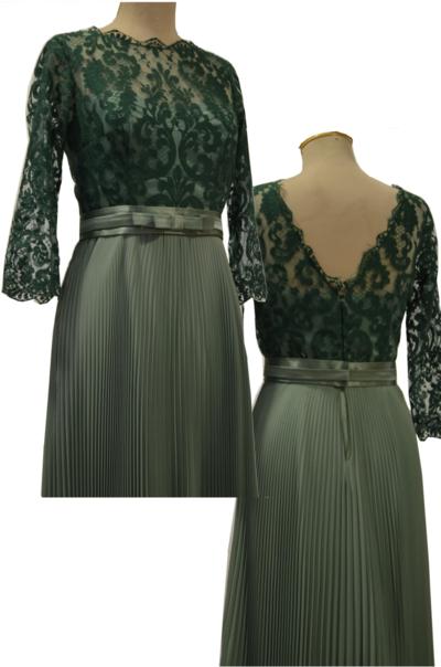 Elegante vestito verde in pizzo per rivenditori Made in Italy