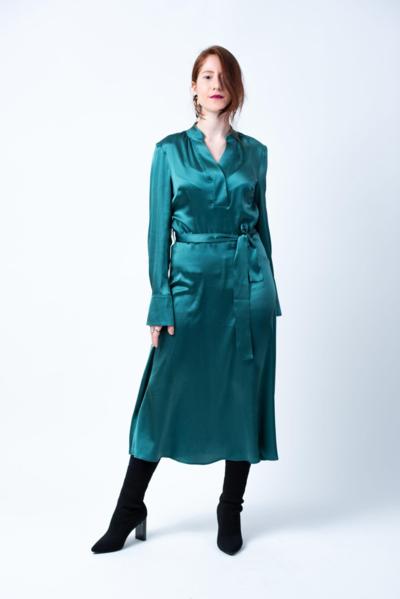 Vestito di seta turchese Made in Italy per rivenditori, all'ingrosso