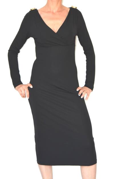 Vestido preto italiano de manga longa para revendedores