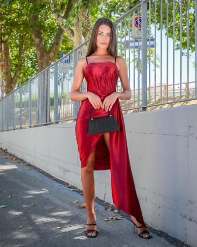 MI STUDIO - Abito a corsetto con spalline in raso 