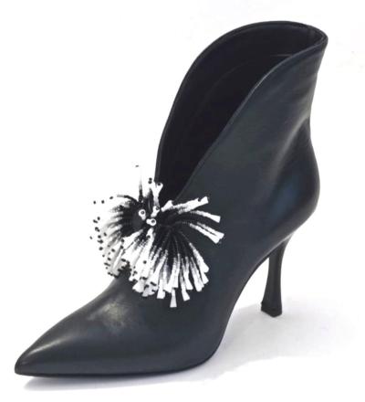 Made in Italy black leather high heel boot for resellers