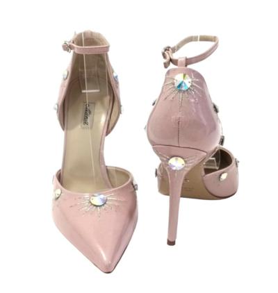 Pink Italian high heels with crystals for resellers