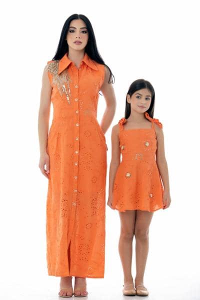 Оранжевые вышитые платья Made in Italy для женщин и девочек оптом