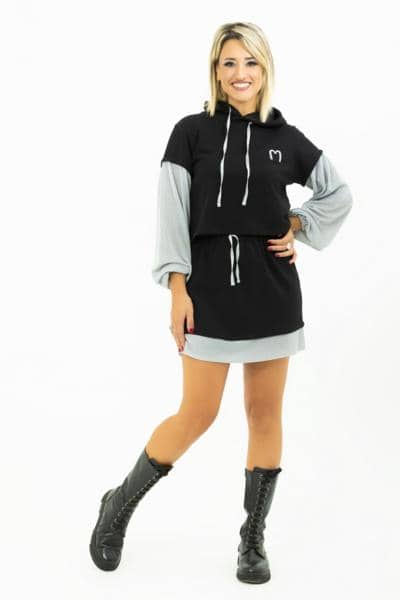 Итальянское повседневное черно-серое платье для реселлеров