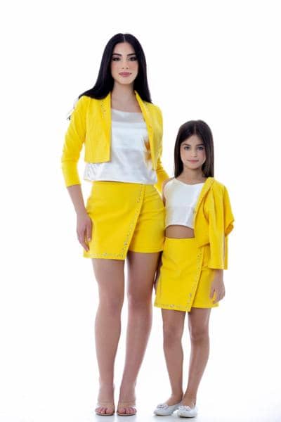 Итальянские оптовые комплекты желтых юбок для женщин и девочек