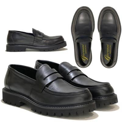 Black leather loafers, made in Italy for resellers