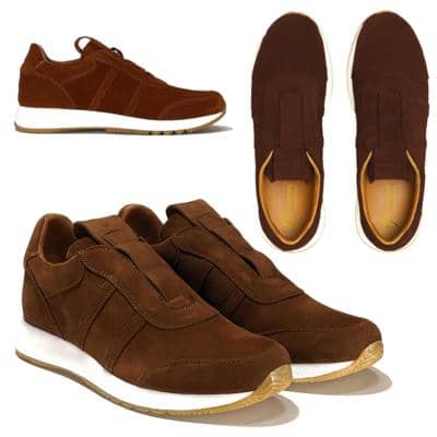 Brown suede Italian sneakers made in Italy for resellers