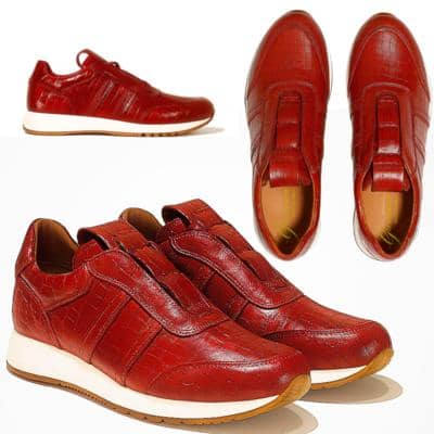 CALZATURIFICIO NGM - Tênis de couro de crocodilo vermelho 
