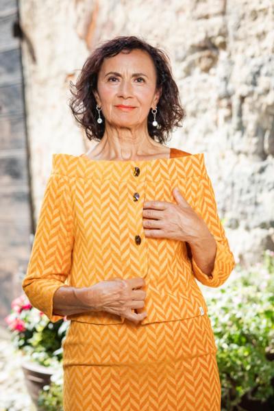 Italian women's orange patterned jacket for resellers