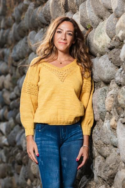 Pull tricoté jaune italien pour revendeurs, mode féminine