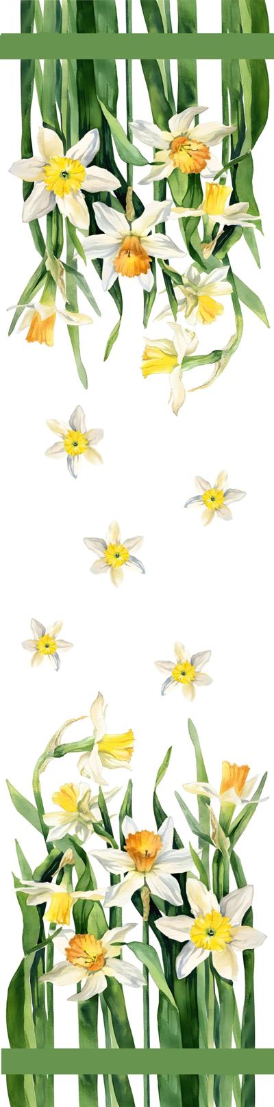 OLITEX - Langer Seidenschal mit Narzissenmotiv 