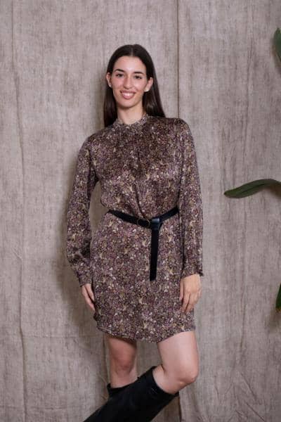 Vestido floral con cinturón, hecho en Italia para revendedores