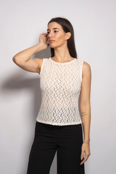 Top senza maniche in pizzo italiano per rivenditori