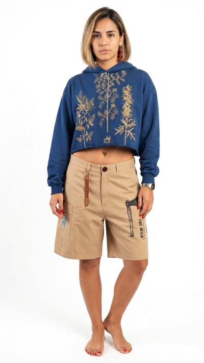 Italian wholesale cropped hoodie with golden floral print