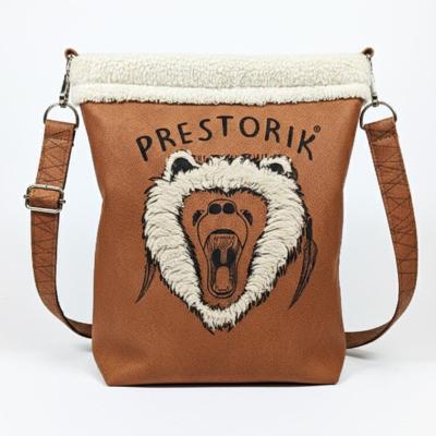 Borsa marrone con design orso made in Italy per rivenditori