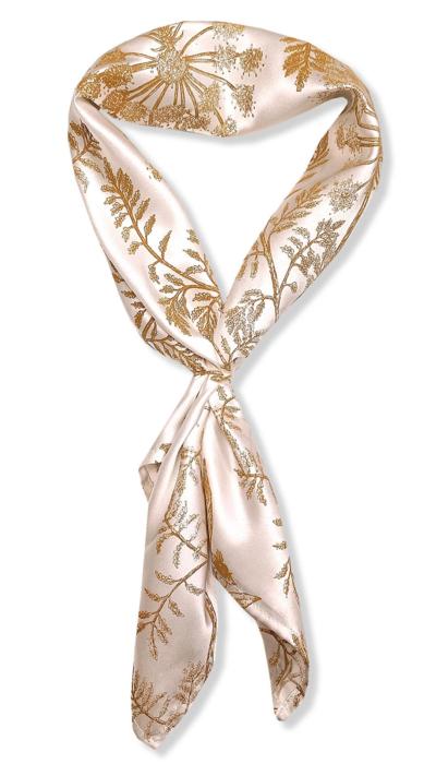 Italian silk scarf with gold floral print for resellers