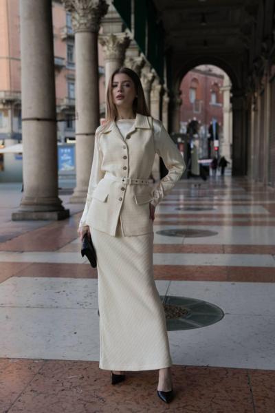 Italian wholesale elegant cream skirt and vest set for resellers