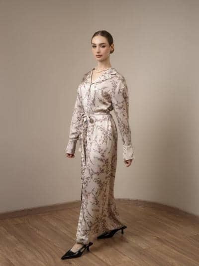 Vestido largo floral de seda italiana para revendedores, al por mayor