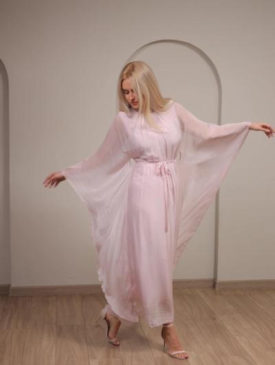 CLOTHÉ - Vestido largo de seda ruborizada 