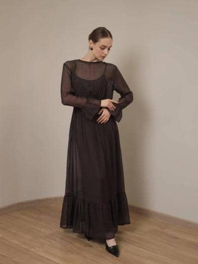 Vestido largo negro transparente italiano para revendedores