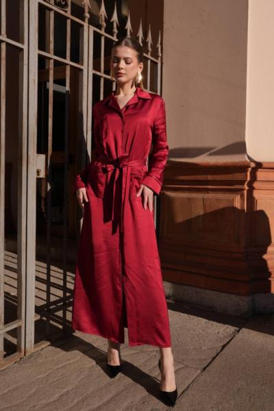 Italian red silk maxi dress for resellers wholesale