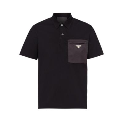 Black polo shirt with pocket made in Italy for resellers