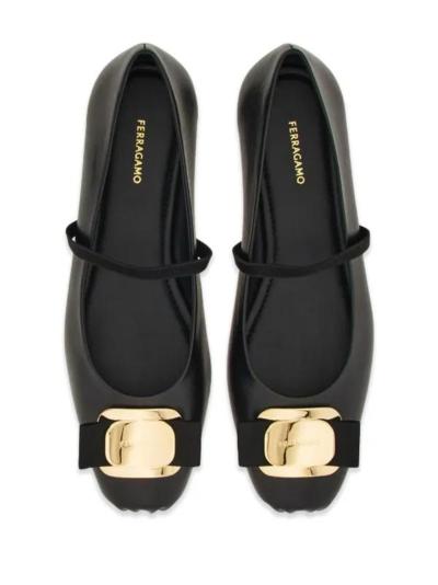 Black Ferragamo flats made in Italy for resellers