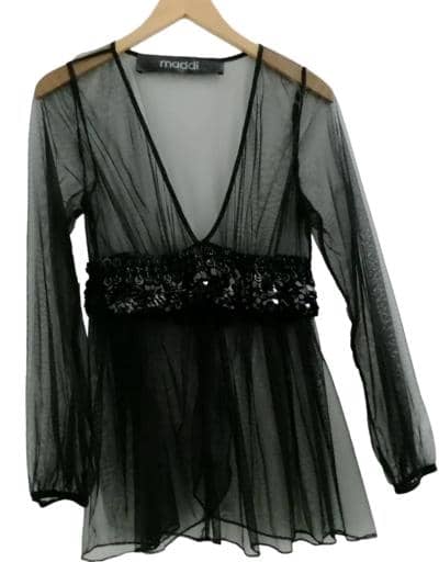 MADDIBLUES - MESH BLOUSE WITH EMBRO
