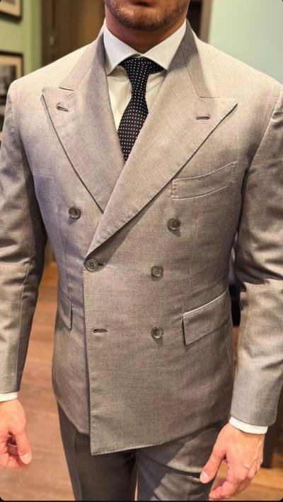 SANSARO - Double-Breasted Grey Suit