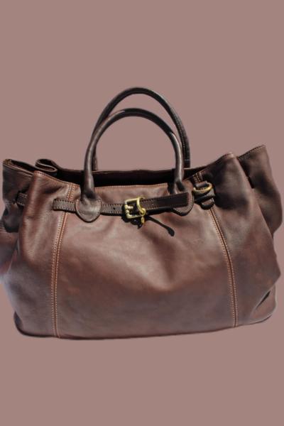 Коричневая кожаная сумка, сделано в Италии для оптовиков