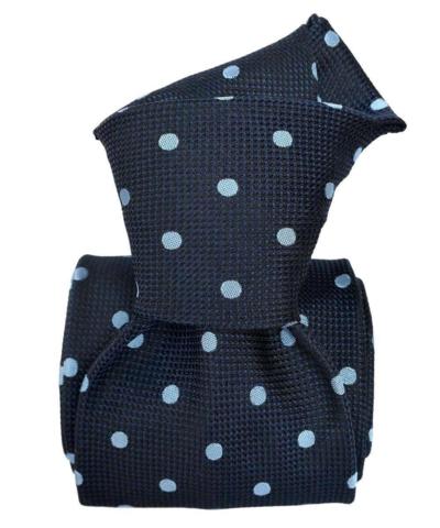 Cravatta in seta blu navy a pois, made in Italy per rivenditori